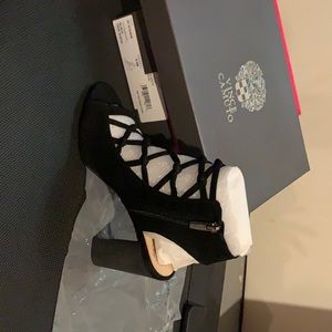 Black suede sandals, Size 9.5 new